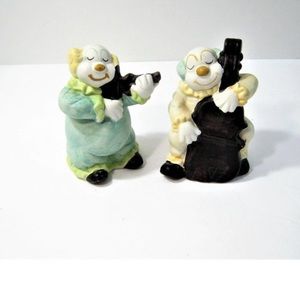 Vintage Clown Musician Figurines collectible about 4 inch tall